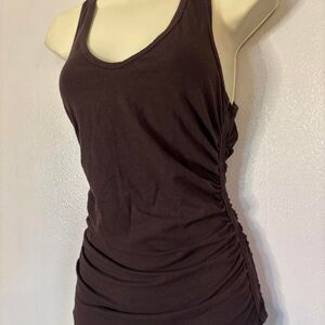 Ambiance Brown Ruched Racerback Tank Top Y2K Size Large